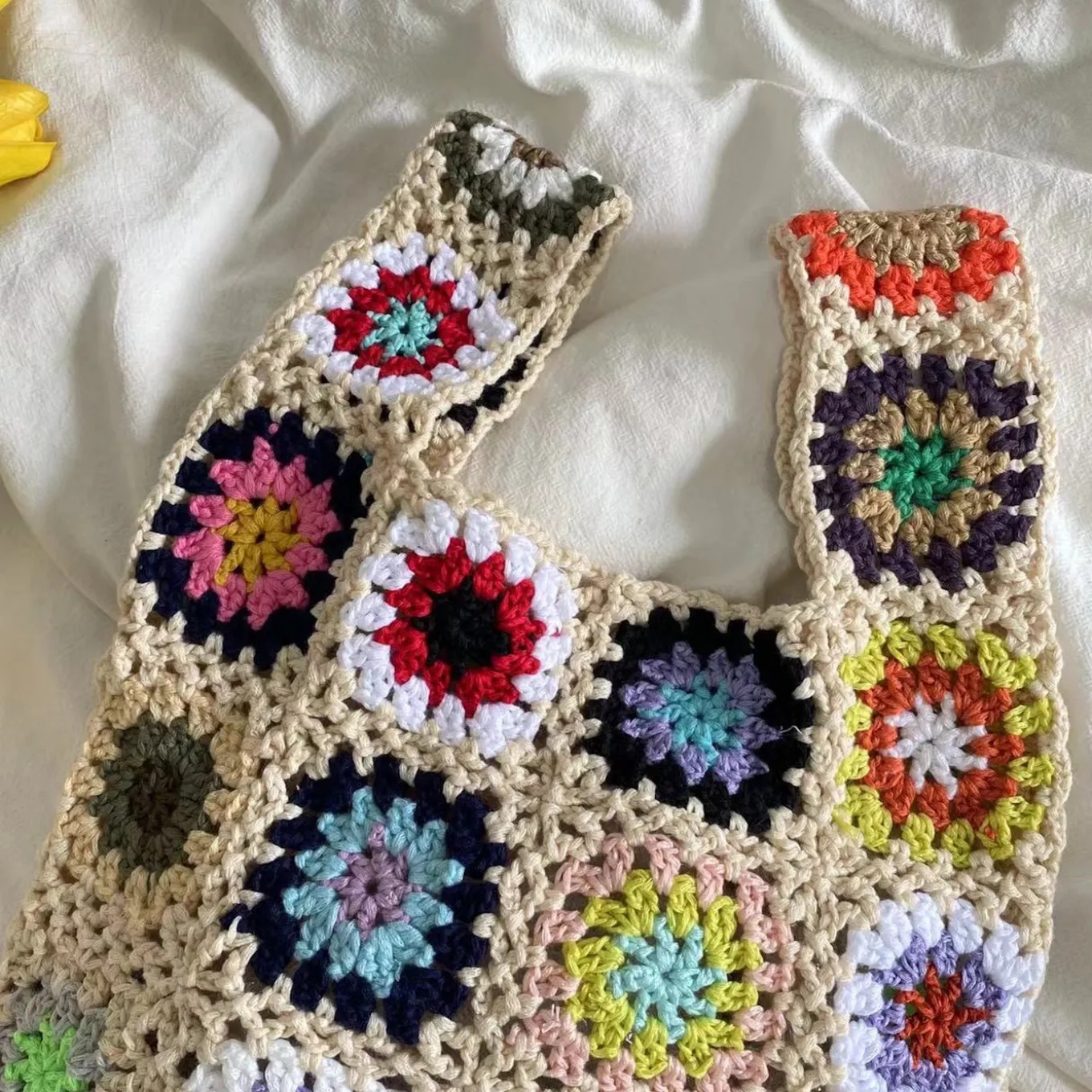 Elena Handbags Crochet Granny Square Patchwork Shoulder Bag