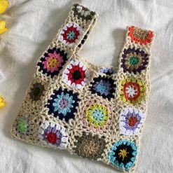 Elena Handbags Crochet Granny Square Patchwork Shoulder Bag