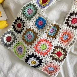 Elena Handbags Crochet Granny Square Patchwork Shoulder Bag