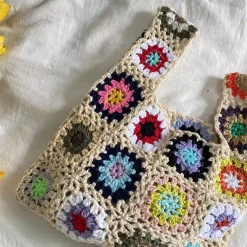 Elena Handbags Crochet Granny Square Patchwork Shoulder Bag