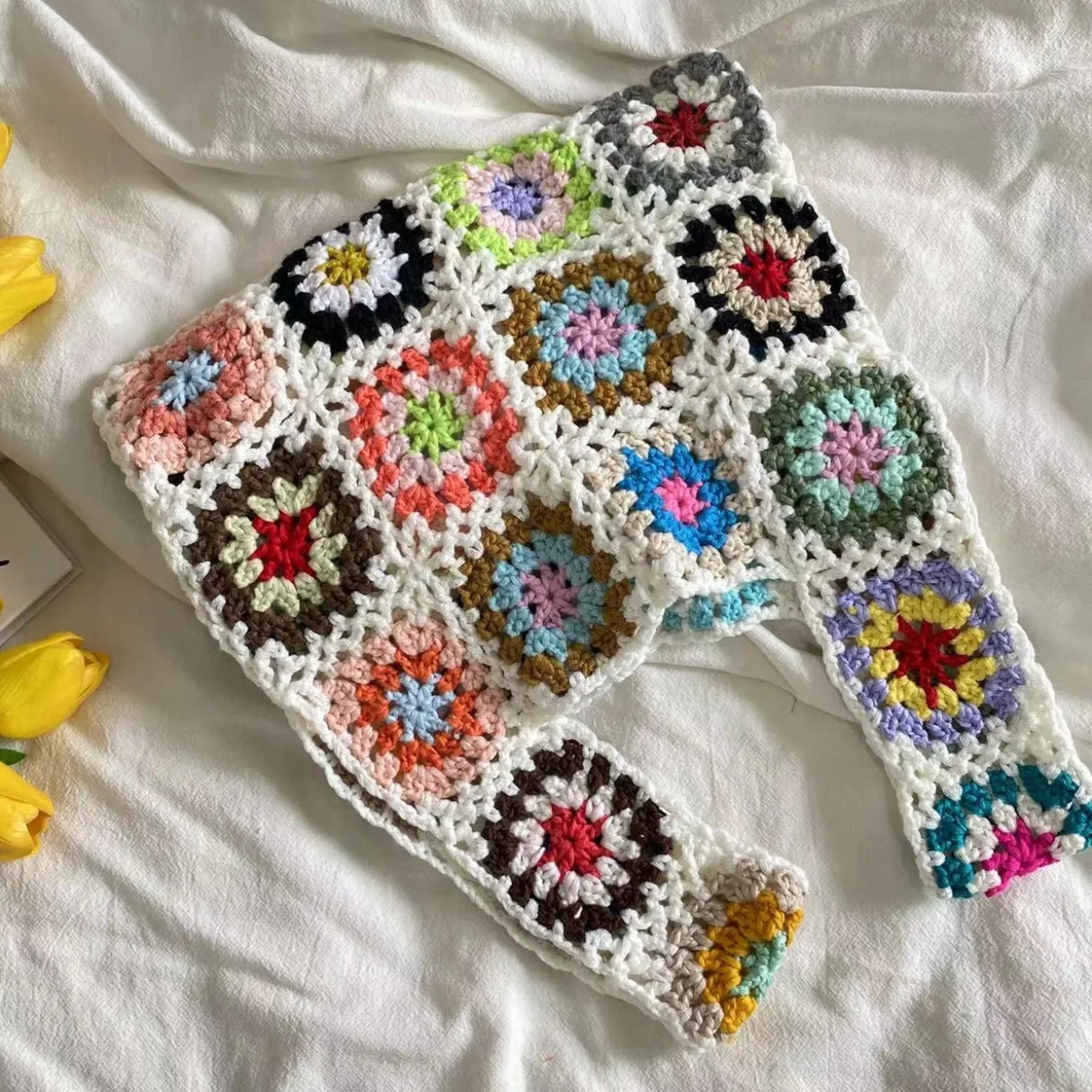 Elena Handbags Crochet Granny Square Patchwork Shoulder Bag