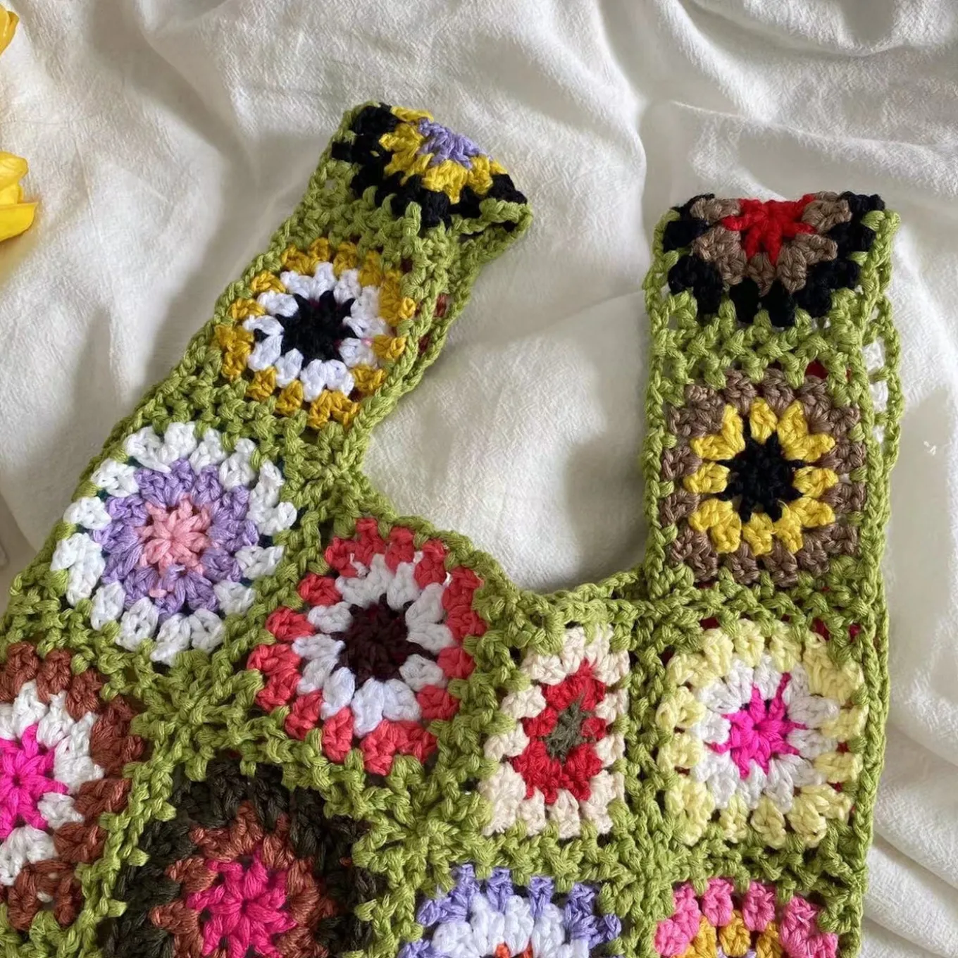 Elena Handbags Crochet Granny Square Patchwork Shoulder Bag