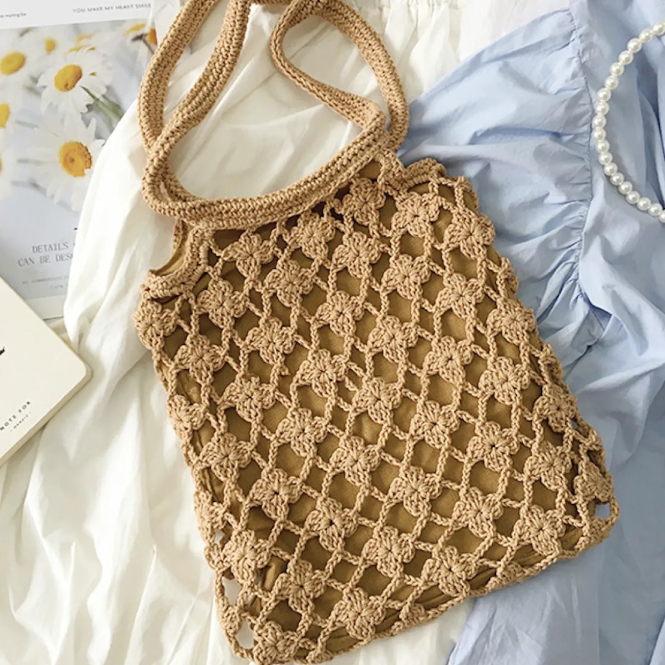 Elena Handbags Crochet Shoulder Bag