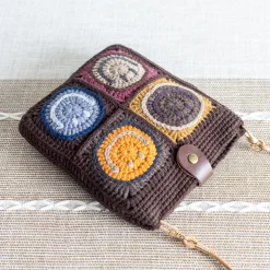 Elena Handbags Crochet Smiley Face Shoulder Bag