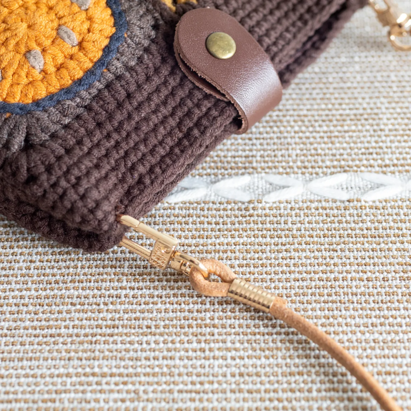 Elena Handbags Crochet Smiley Face Shoulder Bag