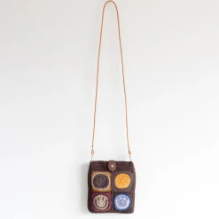 Elena Handbags Crochet Smiley Face Shoulder Bag