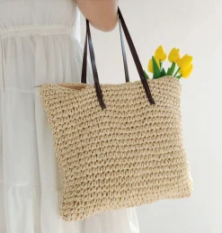 Elena Handbags Everyday Large Straw Woven Summer Bag