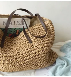 Elena Handbags Everyday Large Straw Woven Summer Bag