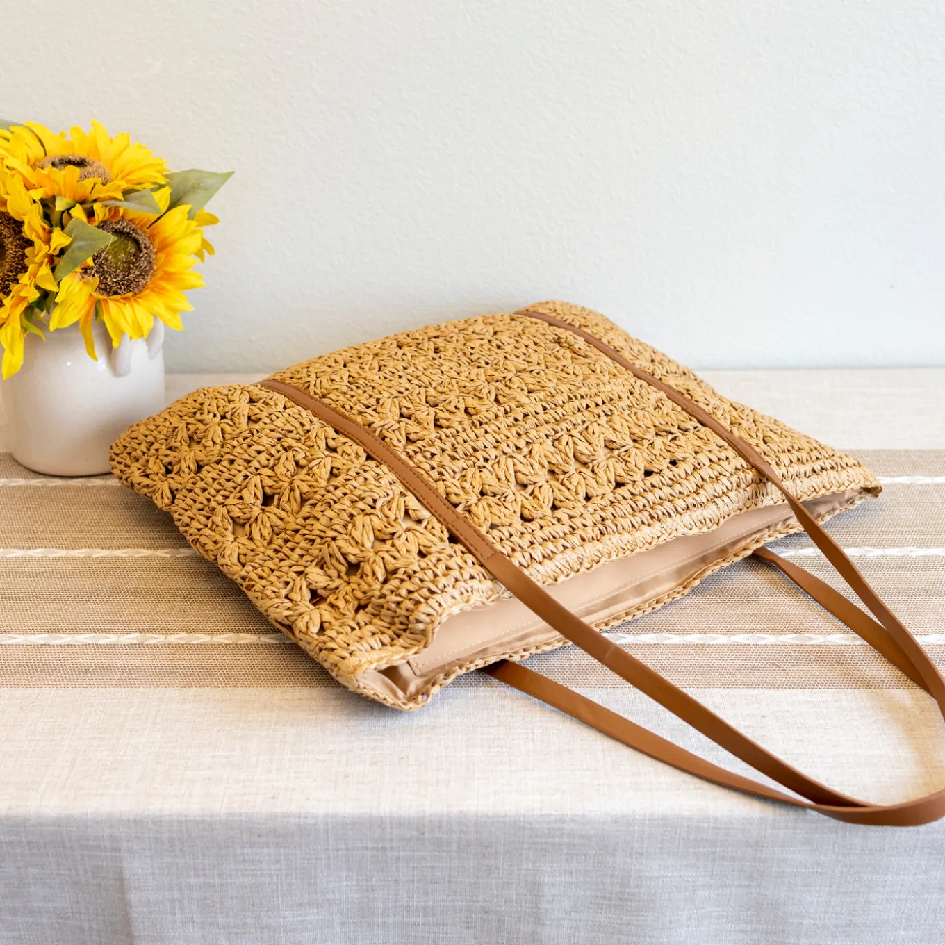 Elena Handbags Everyday Large Straw Woven Summer Bag