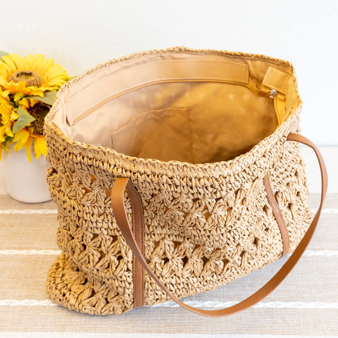 Elena Handbags Everyday Large Straw Woven Summer Bag