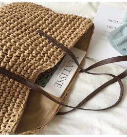 Elena Handbags Everyday Large Straw Woven Summer Bag