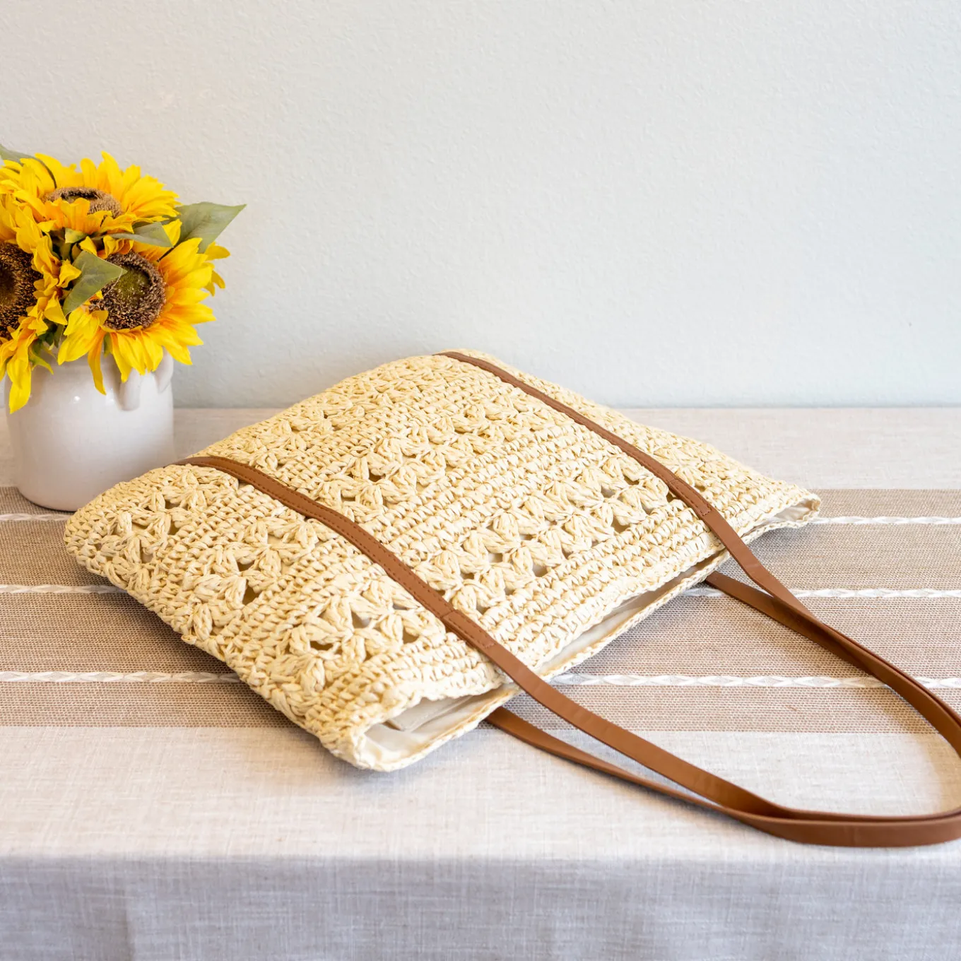 Elena Handbags Everyday Large Straw Woven Summer Bag