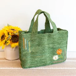 Elena Handbags Everyday Small Raffia Straw Handbag