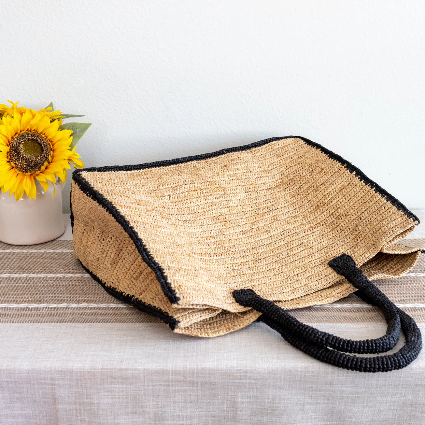 Elena Handbags Extra Large Soft Raffia Woven Summer Straw Tote