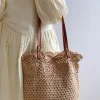 Elena Handbags Floral Design Cotton Knitted Shoulder Bag