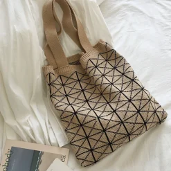 Elena Handbags Geometric Cotton Knitted Shoulder Bag