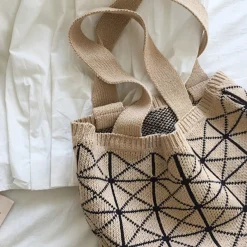 Elena Handbags Geometric Cotton Knitted Shoulder Bag