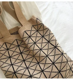 Elena Handbags Geometric Cotton Knitted Shoulder Bag
