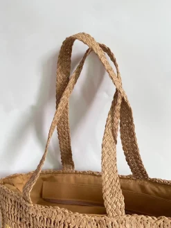 Elena Handbags Granny Patch Large Straw Summer Tote