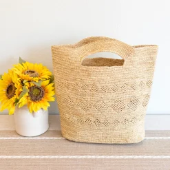 Elena Handbags Hand Woven Fashion Raffia Beach Bag