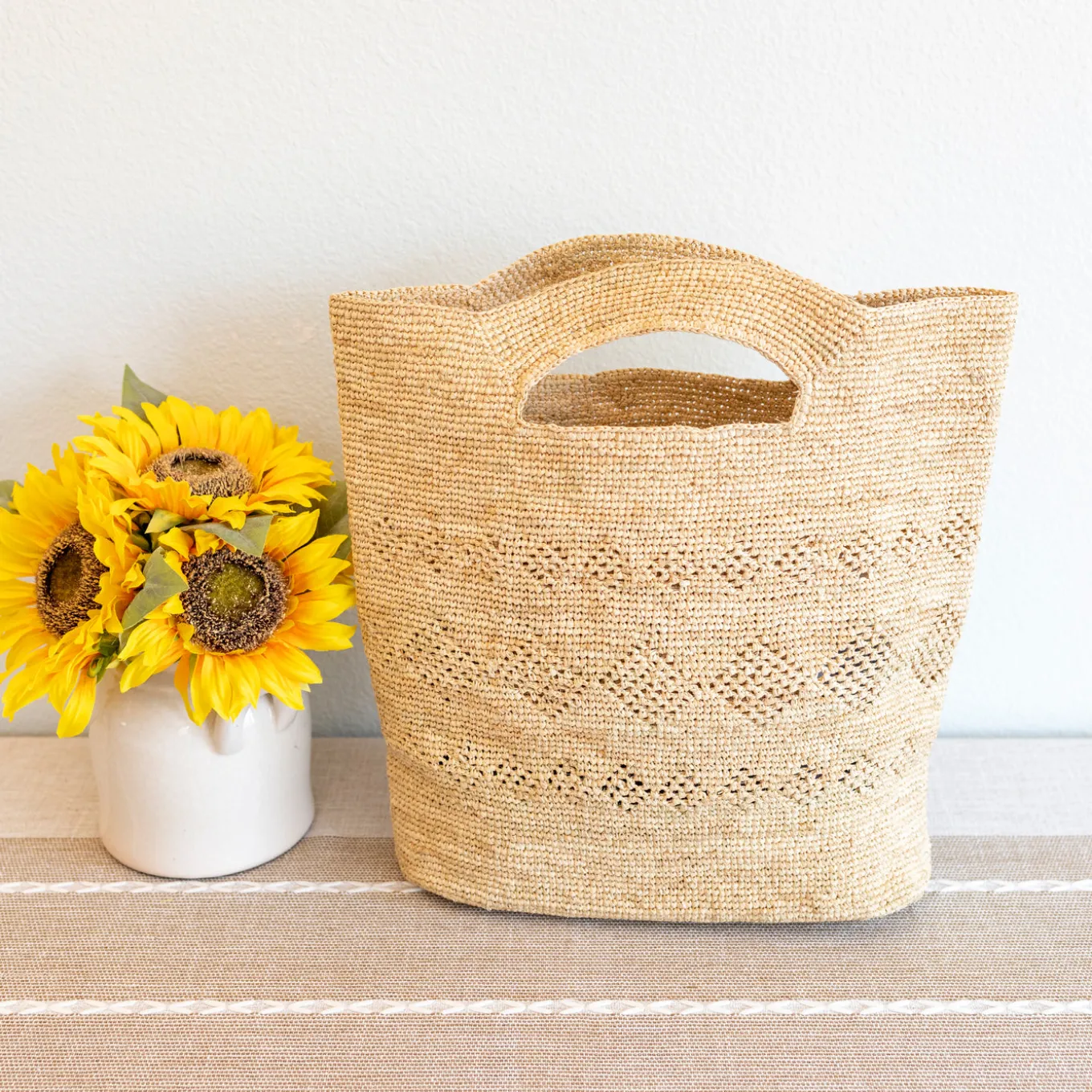 Elena Handbags Hand Woven Fashion Raffia Beach Bag
