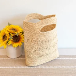 Elena Handbags Hand Woven Fashion Raffia Beach Bag