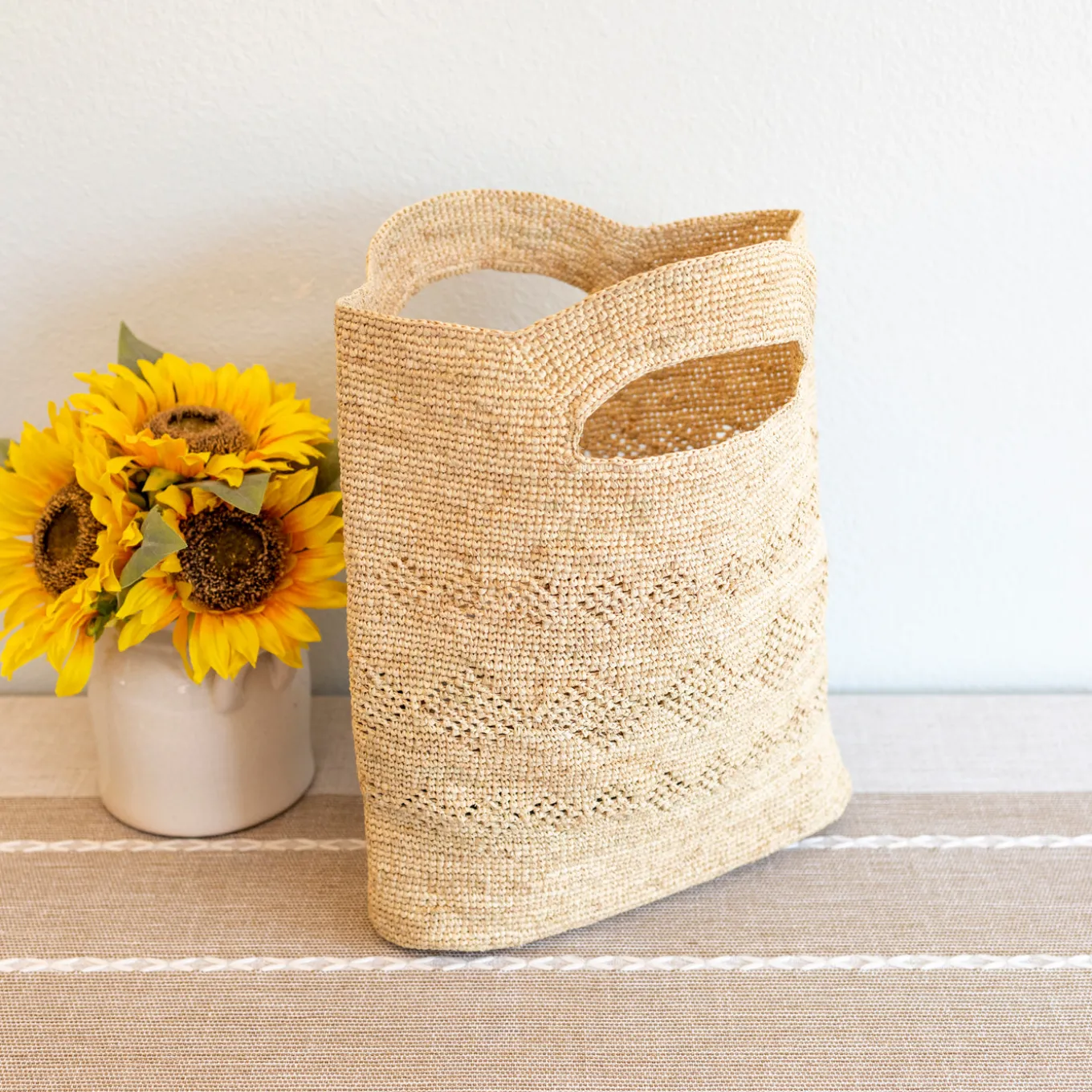 Elena Handbags Hand Woven Fashion Raffia Beach Bag
