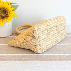 Elena Handbags Hand Woven Fashion Raffia Top Handle Beach Bag