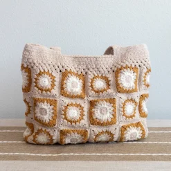 Elena Handbags Handmade Crochet Granny Square Shoulder Bag