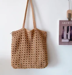 Elena Handbags Handmade Crochet Retro Tote Shoulder Bag