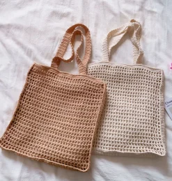 Elena Handbags Handmade Crochet Large Fishnet Tote