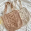 Elena Handbags Handmade Cotton Knitted Shoulder Bucket Bag