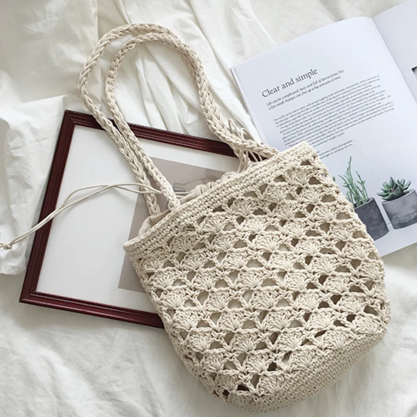 Elena Handbags Handmade Crochet Bucket Shoulder Bag