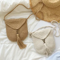 Elena Handbags Handmade Crochet Mini Purse with Tassel