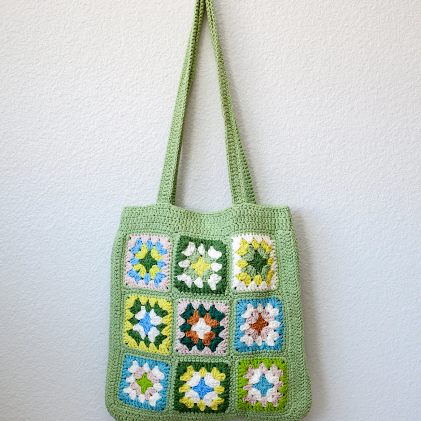 Elena Handbags Handmade Crochet Granny Square Patch Shoulder Bag