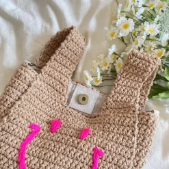 Elena Handbags Handmade Crochet Smiley Bag