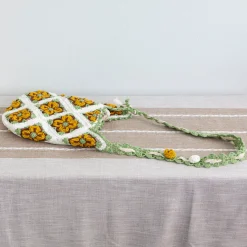 Elena Handbags Handmade Crochet Floral Patch Knit Shoulder Bag