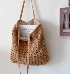 Elena Handbags Handmade Crochet Retro Tote Shoulder Bag
