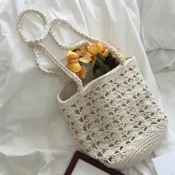 Elena Handbags Handmade Crochet Bucket Shoulder Bag