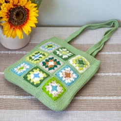 Elena Handbags Handmade Crochet Granny Square Patch Shoulder Bag