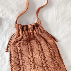 Elena Handbags Handmade Cotton Knitted Drawstring Bag