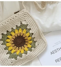 Elena Handbags Handmade Crochet Sunflower Purse