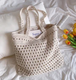 Elena Handbags Handmade Crochet Retro Style Tote Bag