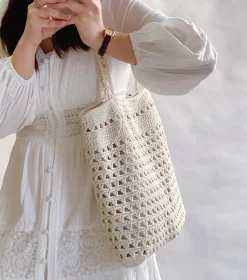 Elena Handbags Handmade Crochet Retro Style Tote Bag