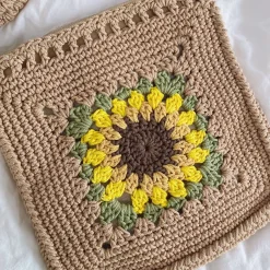 Elena Handbags Handmade Crochet Sunflower Purse