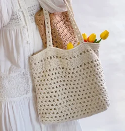 Elena Handbags Handmade Crochet Retro Style Tote Bag