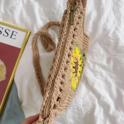 Elena Handbags Handmade Crochet Sunflower Purse
