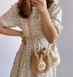 Elena Handbags Handmade Crochet Flower Purse