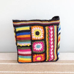 Elena Handbags Handmade Crochet Granny Square Patchwork Shoulder Bag