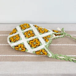 Elena Handbags Handmade Crochet Floral Patch Knit Shoulder Bag